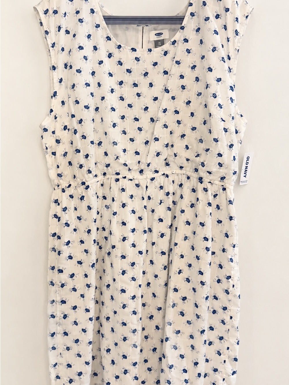 Old Navy White Dress with Blue Floral Print